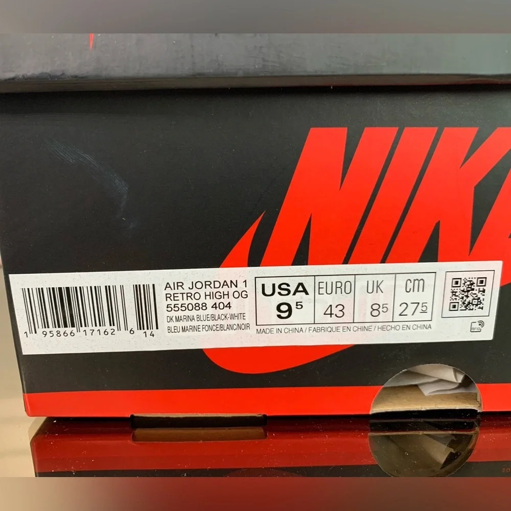 Air Jordan 1 Retro High‎ OG Dark Marina Blue 555088-404 Men's Size 9.5